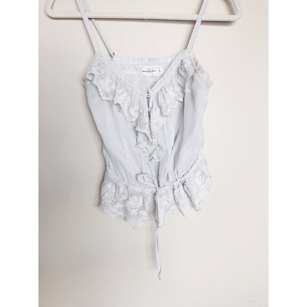 Abercrombie & Fitch Pale Gray Top With Beading